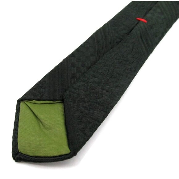 Vintage 70s Wemlon by Wembley Necktie Green Textured Brocade Wide 54x4" - Picture 7 of 10